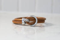 Gold Leather Bracelet with silver clasp