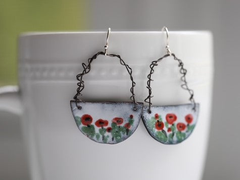 Enameled poppies