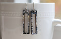 Rectangular wooden painted earrings