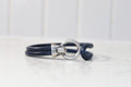 Blue Leather Bracelet and silver clasp