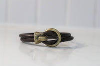 Brown Leather bracelet and brass clasp