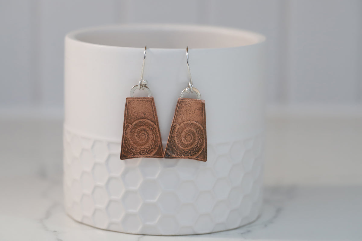 Copper Earrings with Shell